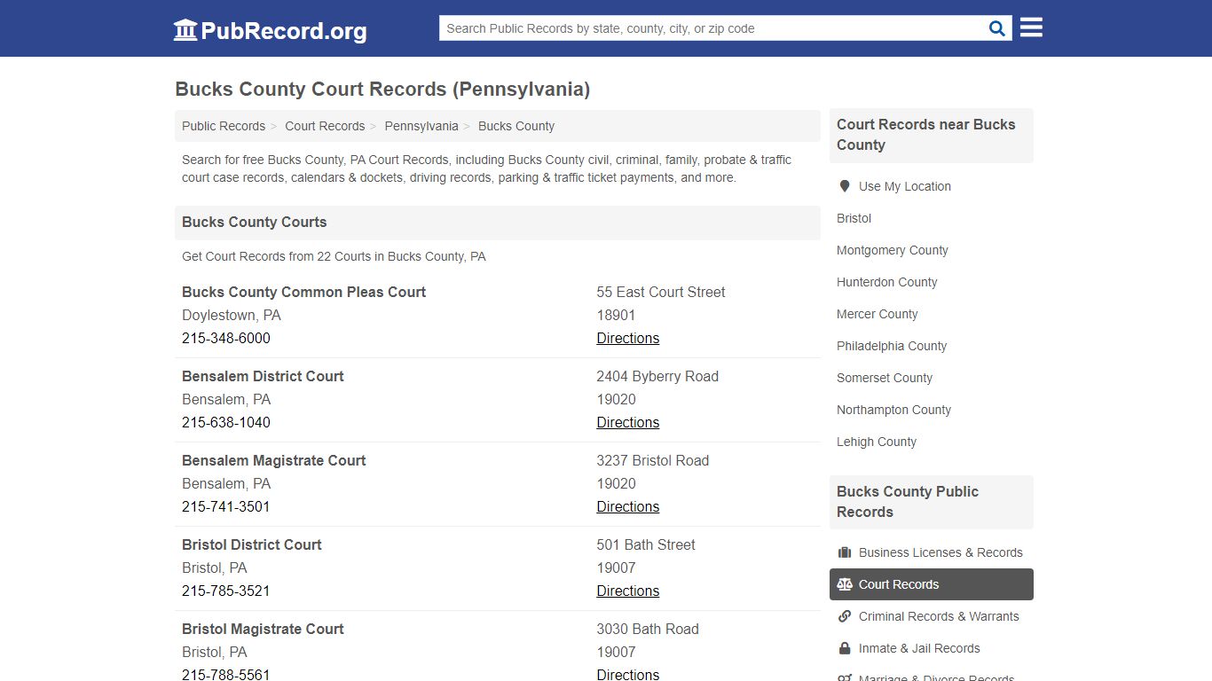 Bucks County Court Records (Pennsylvania) - PubRecord.org