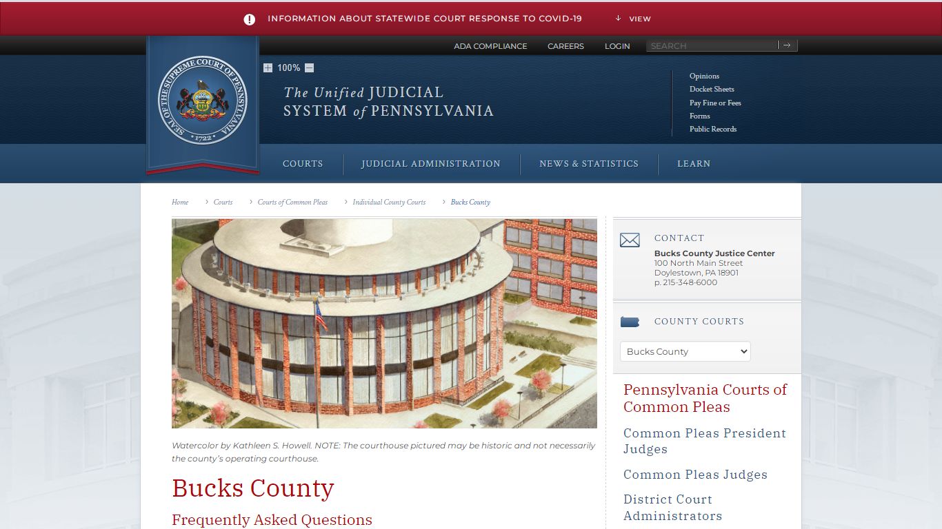 Bucks County | Individual County Courts | Courts of Common ...