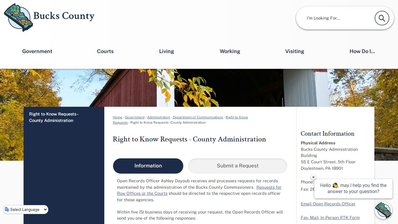 Right to Know Requests - County Administration | Bucks ...